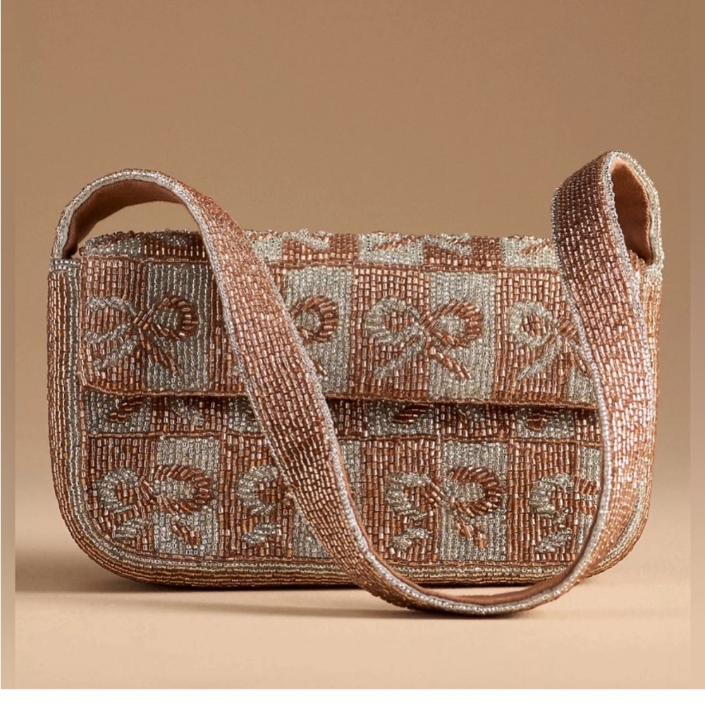 Maeve for Anthropologie - The Fiona Shoulder Bag: Metallic Bow Edition, NWT